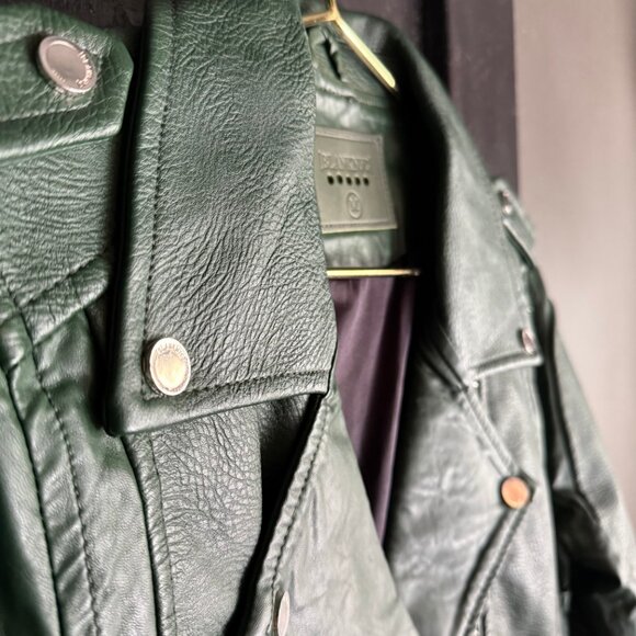 Blank NYC “Easy Rider” Green Faux Leather Moto Jacket NWT Size Medium - Picture 3 of 12